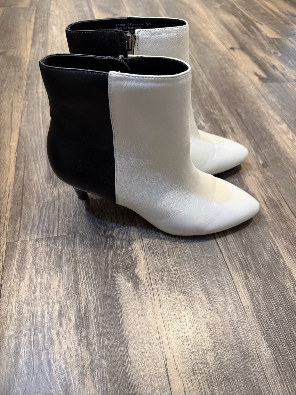 Alfani Leather Colorblock Kitten Heel Boots Black & White Size 7.5 Step Flex